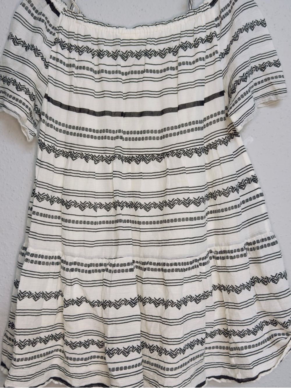 World Market World Market Black And White Off-Shoulder Striped Backless Dress View 5
